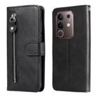 For vivo Y29 4G Fashion Calf Texture Zipper Leather Phone Case(Black) - 1