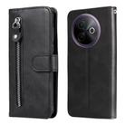 For vivo Y39 5G / Y300i Fashion Calf Texture Zipper Leather Phone Case(Black) - 1