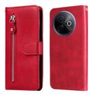 For vivo Y39 5G / Y300i Fashion Calf Texture Zipper Leather Phone Case(Red) - 1