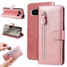 For Google Pixel 8 Fashion Calf Texture Zipper Leather Phone Case(Rose Gold) - 1