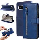 For Google Pixel 8 Fashion Calf Texture Zipper Leather Phone Case(Blue) - 1