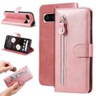 For Google Pixel 7a Fashion Calf Texture Zipper Leather Phone Case(Rose Gold) - 1