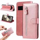 For Google Pixel 7 Pro Fashion Calf Texture Zipper Leather Phone Case(Rose Gold) - 1