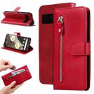 For Google Pixel 7 Pro Fashion Calf Texture Zipper Leather Phone Case(Red) - 1