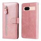 For Google Pixel 8a Fashion Calf Texture Zipper Leather Phone Case(Rose Gold) - 1