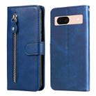 For Google Pixel 8a Fashion Calf Texture Zipper Leather Phone Case(Blue) - 1