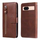 For Google Pixel 8a Fashion Calf Texture Zipper Leather Phone Case(Brown) - 1