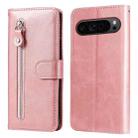 For Google Pixel 9 Pro Fashion Calf Texture Zipper Leather Phone Case(Rose Gold) - 1