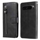 For Google Pixel 9 Pro Fashion Calf Texture Zipper Leather Phone Case(Black) - 1