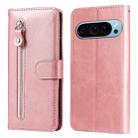 For Google Pixel 9 Fashion Calf Texture Zipper Leather Phone Case(Rose Gold) - 1