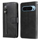 For Google Pixel 9 Fashion Calf Texture Zipper Leather Phone Case(Black) - 1