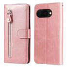 For Google Pixel 9a Fashion Calf Texture Zipper Leather Phone Case(Rose Gold) - 1