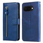 For Google Pixel 9a Fashion Calf Texture Zipper Leather Phone Case(Blue) - 1