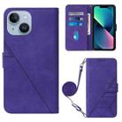 For iPhone 15 Plus Crossbody 3D Embossed Flip Leather Phone Case(Purple) - 1