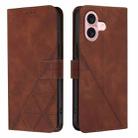 For iPhone 16 Crossbody 3D Embossed Flip Leather Phone Case(Brown) - 2