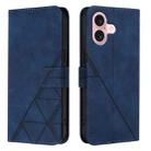 For iPhone 16 Crossbody 3D Embossed Flip Leather Phone Case(Blue) - 2
