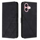 For iPhone 16 Crossbody 3D Embossed Flip Leather Phone Case(Black) - 2
