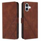 For iPhone 16 Plus Crossbody 3D Embossed Flip Leather Phone Case(Brown) - 2