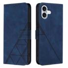 For iPhone 16 Plus Crossbody 3D Embossed Flip Leather Phone Case(Blue) - 2