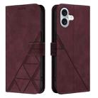 For iPhone 16 Plus Crossbody 3D Embossed Flip Leather Phone Case(Wine Red) - 2