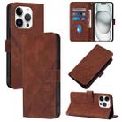 For iPhone 16 Pro Crossbody 3D Embossed Flip Leather Phone Case(Brown) - 1