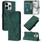 For iPhone 16 Pro Crossbody 3D Embossed Flip Leather Phone Case(Dark Green) - 1