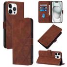 For iPhone 16 Pro Max Crossbody 3D Embossed Flip Leather Phone Case(Brown) - 1