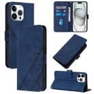 For iPhone 16 Pro Max Crossbody 3D Embossed Flip Leather Phone Case(Blue) - 1