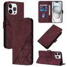 For iPhone 16 Pro Max Crossbody 3D Embossed Flip Leather Phone Case(Wine Red) - 1