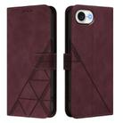 For iPhone 16e Crossbody 3D Embossed Flip Leather Phone Case(Wine Red) - 2
