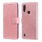 For Motorola Moto E6s Classic Calf Texture PU + TPU Horizontal Flip Leather Case, with Holder & Card Slots & Wallet(Rose Gold) - 1