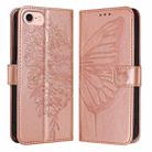 For iPhone SE 2024 Embossed Butterfly Leather Phone Case(Rose Gold) - 1