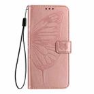 For iPhone SE 2024 Embossed Butterfly Leather Phone Case(Rose Gold) - 2