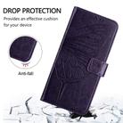 For iPhone 16 Pro Max Embossed Butterfly Leather Phone Case(Dark Purple) - 3