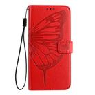 For iPhone 16 Pro Max Embossed Butterfly Leather Phone Case(Red) - 2