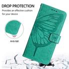 For iPhone 16 Pro Max Embossed Butterfly Leather Phone Case(Green) - 3