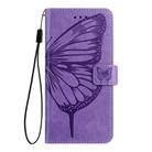 For iPhone 16 Pro Max Embossed Butterfly Leather Phone Case(Light Purple) - 2