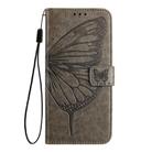 For iPhone 16 Pro Max Embossed Butterfly Leather Phone Case(Grey) - 2