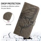 For iPhone 16 Pro Max Embossed Butterfly Leather Phone Case(Grey) - 3