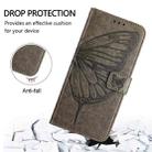 For iPhone 16 Pro Embossed Butterfly Leather Phone Case(Grey) - 3