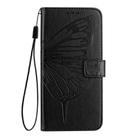 For iPhone 16 Embossed Butterfly Leather Phone Case(Black) - 2