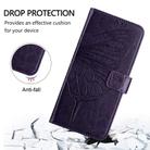 For iPhone 16 Embossed Butterfly Leather Phone Case(Dark Purple) - 3