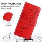 For iPhone 16 Embossed Butterfly Leather Phone Case(Red) - 3