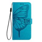 For iPhone 16 Embossed Butterfly Leather Phone Case(Blue) - 2