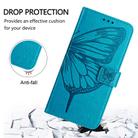 For iPhone 16 Embossed Butterfly Leather Phone Case(Blue) - 3