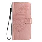 For iPhone 16 Embossed Butterfly Leather Phone Case(Rose Gold) - 2