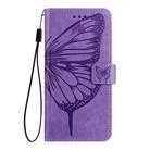 For iPhone 16 Embossed Butterfly Leather Phone Case(Light Purple) - 2