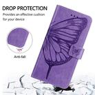 For iPhone 16 Embossed Butterfly Leather Phone Case(Light Purple) - 3