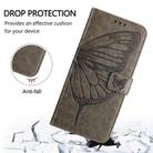 For iPhone 16 Embossed Butterfly Leather Phone Case(Grey) - 3