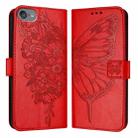 For iPod Touch 7 / 6 / 5 Embossed Butterfly Leather Phone Case(Red) - 2